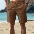 thumbnail image 2 of Mfakffe Men Linen Shorts Summer Casual Vintage Shorts Outdoor Knee Length Short Pants Elastic Waist Wide Leg Bottom (Coffee, XL), 2 of 5