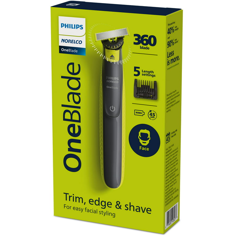 Philips Norelco OneBlade 360 Face, Electric Razor and Beard Trimmer with  5-Length Comb and 360 blade technology for fewer passes and more comfort,  QP2724/70 