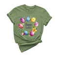 thumbnail image 2 of UPPADA Easter Femmes Oeufs Imprimé T-Shirts Heureux Easter Graphique Bunny Lapin Mignon T-Shirts Manches Courtes Décontracté Col Rond T-Shirts Été Basique Coupe Régulière Chemises Vert,TG, 2 of 5