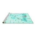 thumbnail image 2 of Ahgly Company Machine Washable Indoor Square Solid Turquoise Blue Modern Area Rugs, 8' Square, 2 of 4
