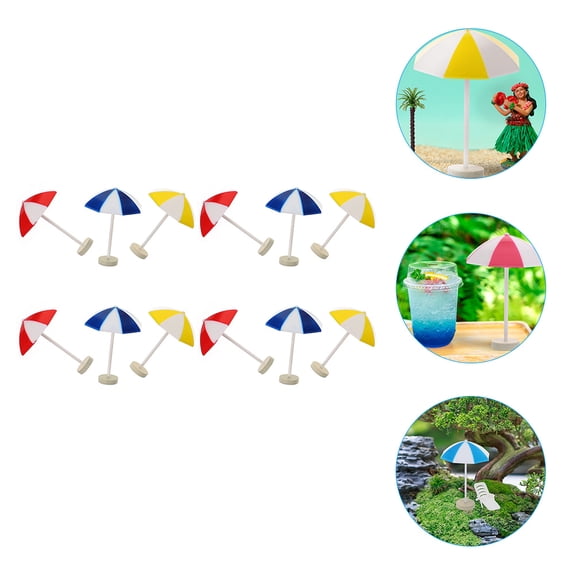 STRANDCHIC Miniature Sun Umbrella Desktop Ornaments Assorted Colors 12 Pieces Decorative Party Supplies