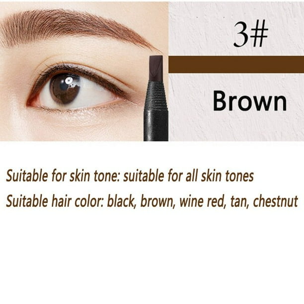 Haozhuang-lápiz de cejas a prueba de agua, pluma cosmética marrón, pincel de tatuaje Natural de larga duración, juego de maquillaje de belleza, 12 unids/lote por caja qym unisex