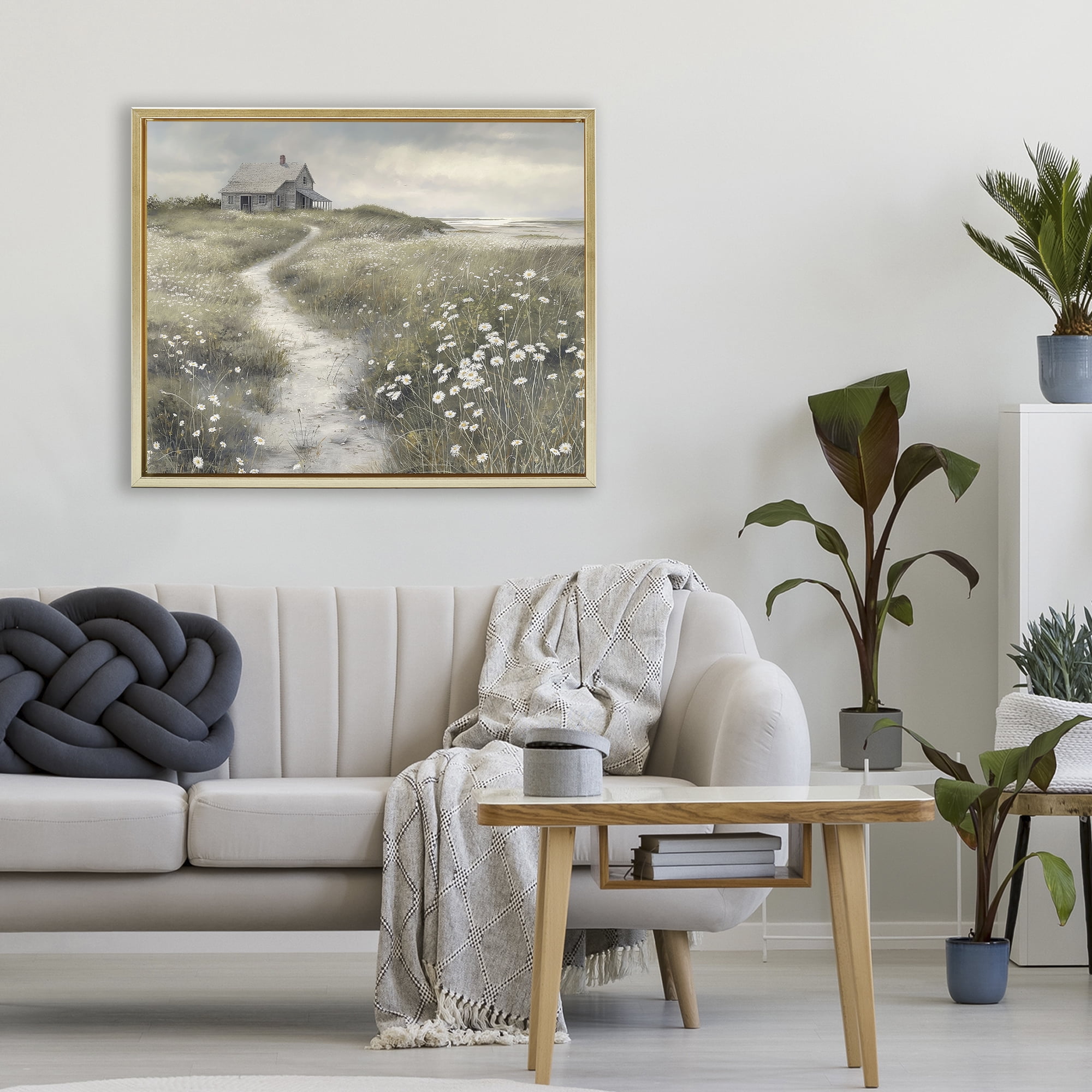 Stupell Industries Pathway To Coastal Cottage Gold Framed Floater Canvas Wall Art, design by Imagine It Images
