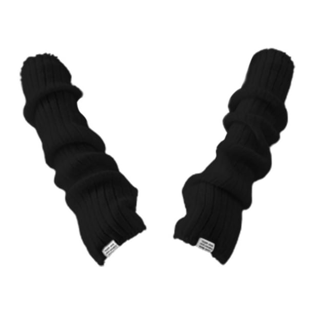 Calentadores de brazos Mangas de brazo para clima frío Mitones de punto de invierno Lindos guantes de punto negro