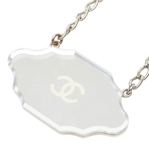Pre-Owned Chanel Mirror Plate Coco Mark Necklace, Silver Metal, Women's CHANEL