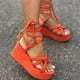 thumbnail image 1 of Zapatos de mujer de verano para mujer Sandalias de cuerda de cáñamo cruzadas con talón inclinado de fondo plano Wmkox8yii sa4568, 1 of 4