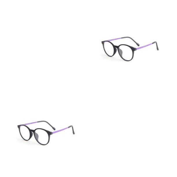 Qarigey Montura de gafas de lectura para mujer, monturas de gafas flexibles, montura redonda, gafas para miopía antiluz, montura morada/negra Marco morado/negro. 2piezas