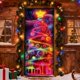 thumbnail image 5 of Cortina para puerta que brilla en la oscuridad, para fiestas navideñas, interior y exterior, festiva, brillante, para la entrada de casa, ventana, pared, adorno para celebraciones de temporada, 5 of 5