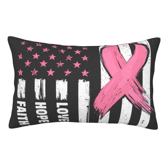 Balery Ribbon Breast Cancer Awareness Funda de Cojín Estampada, Regalos para Mujeres, Regalos de Amor para Ella, Regalos para Novia o Esposa, Funda de Almohada-20"x30"