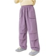 thumbnail image 2 of Crunowin Boys Cargo Pants Solid Color Military Style Sport Design, Lightweight Cooling Casual Pants Purple Size 13-14 Years, 2 of 7