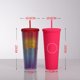 thumbnail image 3 of Vasos de plástico Happon de 24 oz con tachuelas, transparentes y dorados con tapa y pajita, reutilizables, de doble pared y con aislamiento., 3 of 6