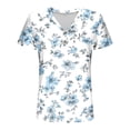 thumbnail image 7 of ClodeEU Women's V Neck Printed Short Sleeve Shirt,Loose Fit Casual Top with Button Light Blue,Womens Plus L, 7 of 7