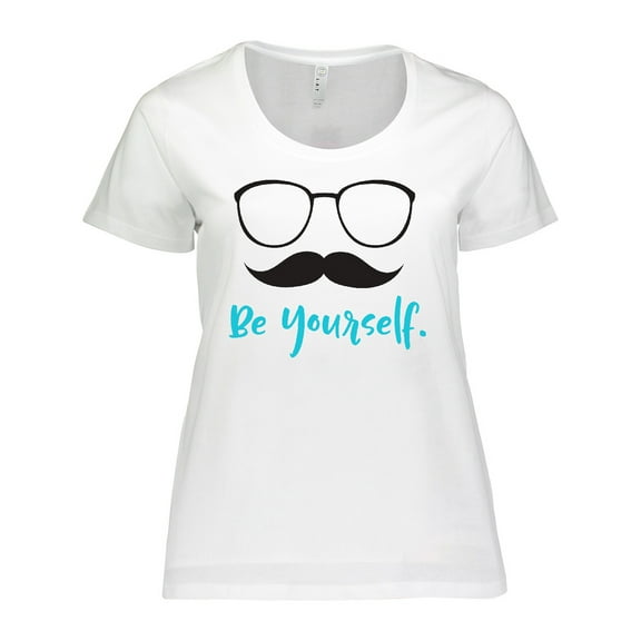 Inktastic Be Yourself, Glasses, Mustache - Black Blue Women's Plus Size T-Shirt
