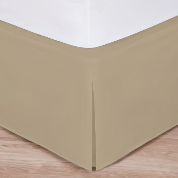 Queen Size Easy-to-Use Wraparound Bed skirt: Tailored, Split Corner Design, Non-Slip Band. 14" Drop, Mocha Color