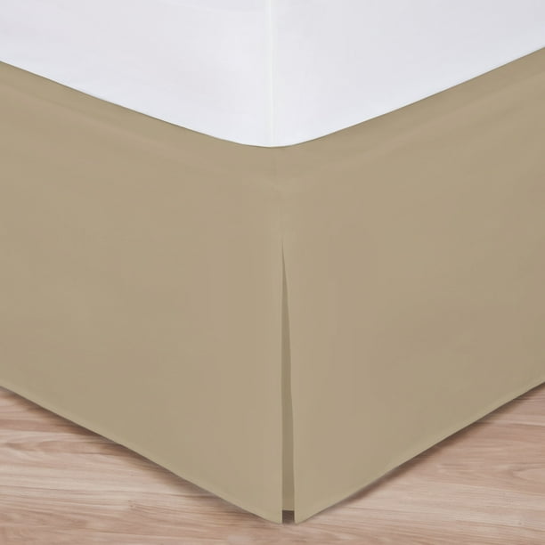 Queen Size Mocha Luxury Hotel Bed Skirt Tailored Pleat, 14" Drop