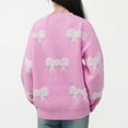 thumbnail image 4 of XPMWRP Women's Printing Bow Winter Sweater Long Sleeve Loose Fit Casual Crewneck Knit Fashionable Sweaters Pullover Pink Free Size, 4 of 4