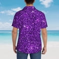thumbnail image 3 of Lsque Purple Glitter pattern Hawaiian Shirt for Men, Unisex Summer Beach Casual Short Sleeve Button Down Shirts-Large, 3 of 9
