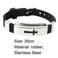 thumbnail image 7 of Yesbay Men's Women's Stainless Steel Bracelet Cross Black Rubber Bangle Lovers Jewelry-, 7 of 7