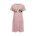 thumbnail image 2 of Sakmal Robe de Nuit de Noël pour Femmes Rose Ample Douce Ludique Robe Moomoo Manches Courtes Col Rond Courte Nuisettes Graphiques P-2TG, 2 of 5