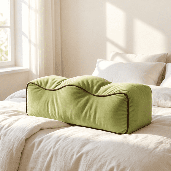 HomePamper 3D Wavy Leg Rest Pillow, Soft Velvet Leg Support Cushion for Bed and Sofa, Green/Gray