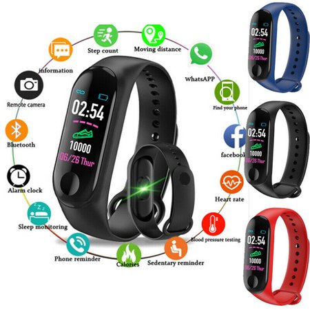 Waterproof Bluetooth Smart Band Watch HeartRate M3 Bracelet ,Wristband Fitness Tracker Blood (Best Fitness Tracker Band Uk)