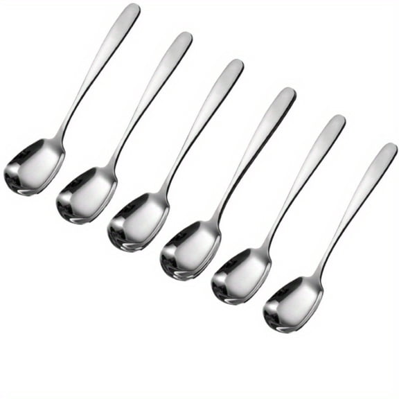 Set of 6 Elegant Gelato Spoons, 5.71-Inch 18/8 Stainless Steel Dessert Spoons, Premium Ice Cream and Parfait Utensils for Dining