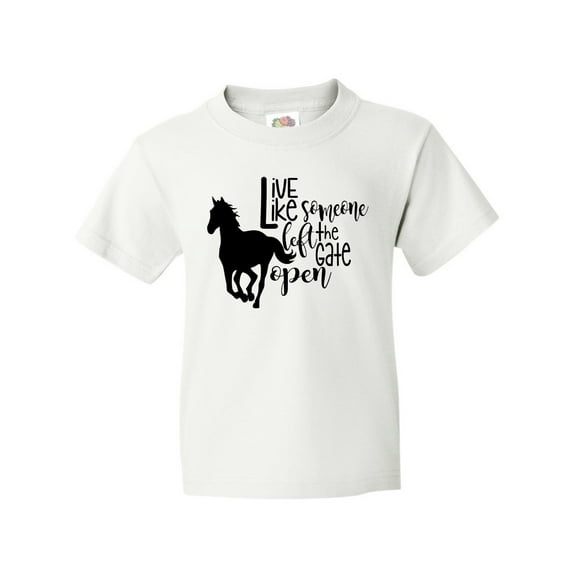 Inktastic Live Like Someone Left the Gate Open Horse Silhouette Youth T-Shirt