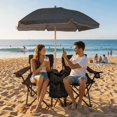 thumbnail image 2 of Silla de playa plegable doble portátil con paraguas, silla de camping al aire libre de 2 personas con soportes de copas, 2 of 5