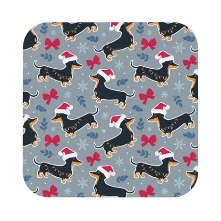 

Matuu Christmas Hat Dachshund for Cup Coasters Set of 6 Leather Coasters Desk Coasters for Office Measures 4” x 4” Square