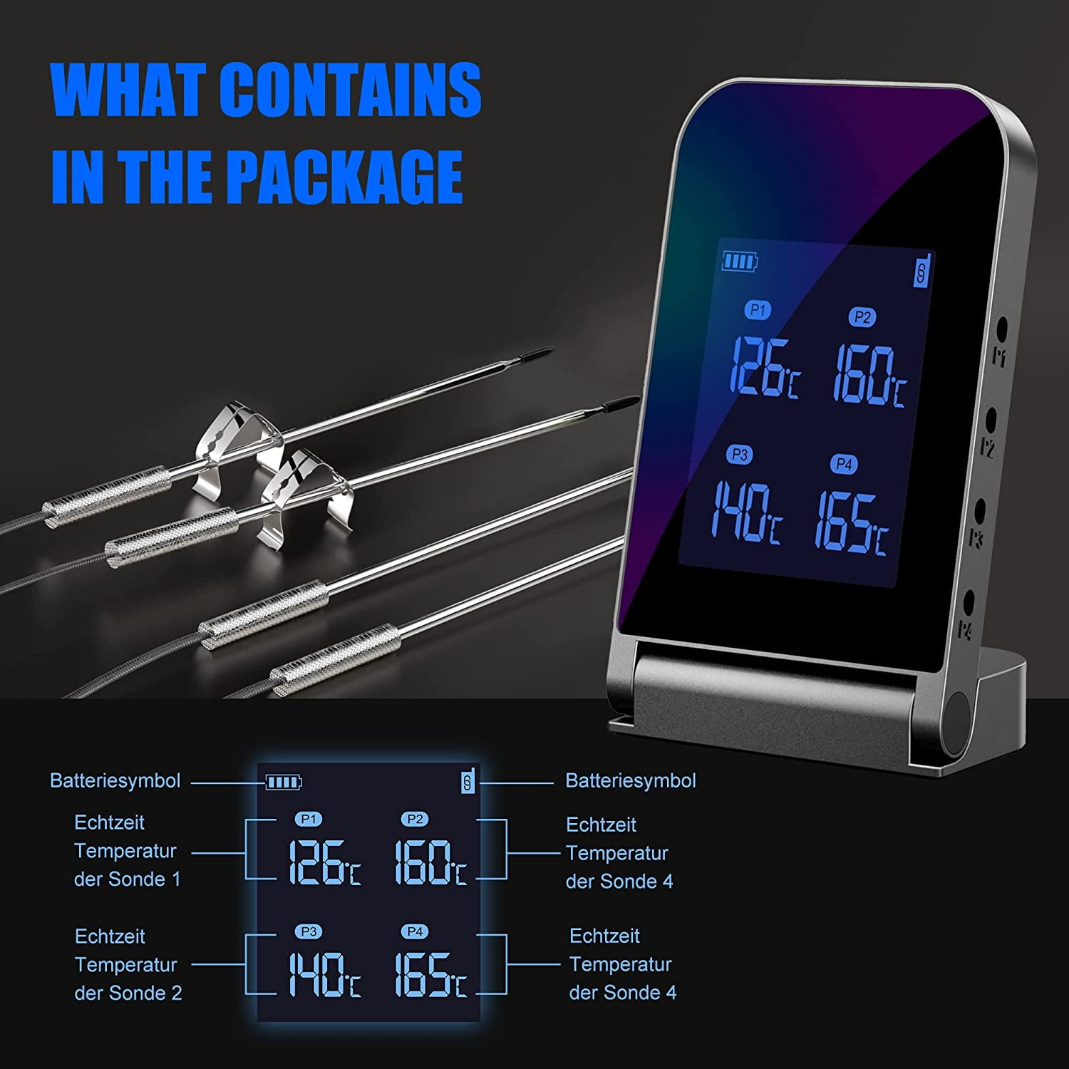 Listime® Meat Thermometer with Bluetooth,100ft Wireless Thermometer fo –  JoyOuce