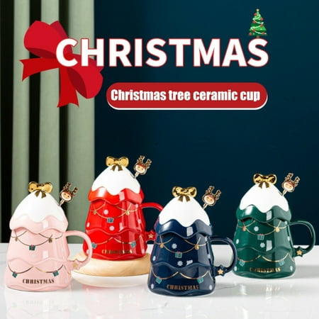 

Creative Christmas Ceramic Mug Set with Cover Spoon for Mulled Wine Coffee Cocoa Christmas Mug Gift
