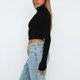 thumbnail image 5 of Haut Moulant Señoras Bodycon Top Sexy Crop Top Slim Fit Cuello alto Ombligo expuesto Traje diario Kuymtek Negro L para Mujer, 5 of 6