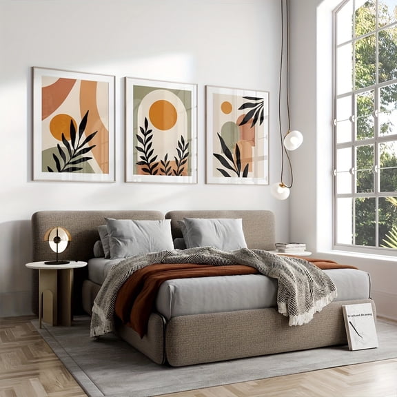 3pcs Unframed Canvas Poster, Modern Art, Boho Abstract Geometric Wall Art, Ideal Gift For Bedroom Living Room Corridor, Wall Art, Wall Decor, Winter Decor, Room Decoration