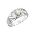 thumbnail image 4 of RYLOS Men's Rings Sterling Silver Classic 7X5MM Oval Gemstone & Diamond Ring Opal October Birthstone Rings For Men Size 9, 4 of 7