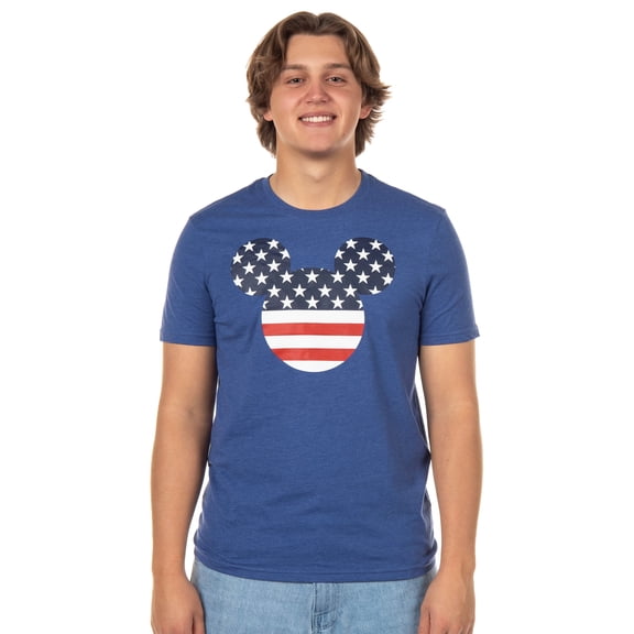 Mickey Mouse T-Shirt Men's American Flag Short Sleeve Graphic Top