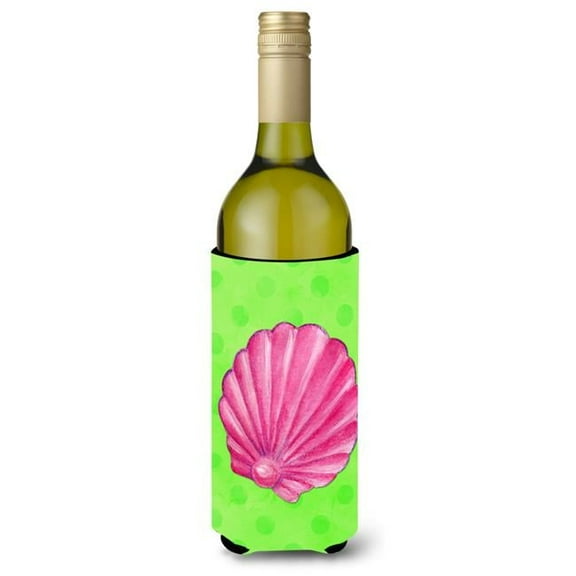 Pink Sea Shell Green Polkadot Wine Bottle Beverge Insulator Hugger