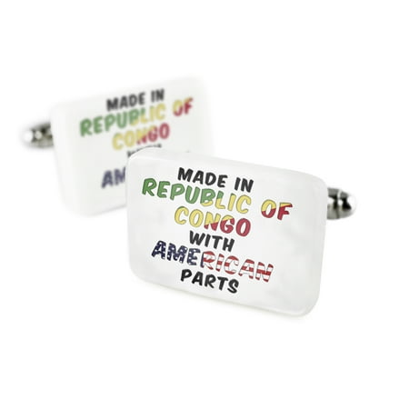 Cufflinks American Parts but Made in Republic of Congo Porcelain Ceramic NEONBLOND