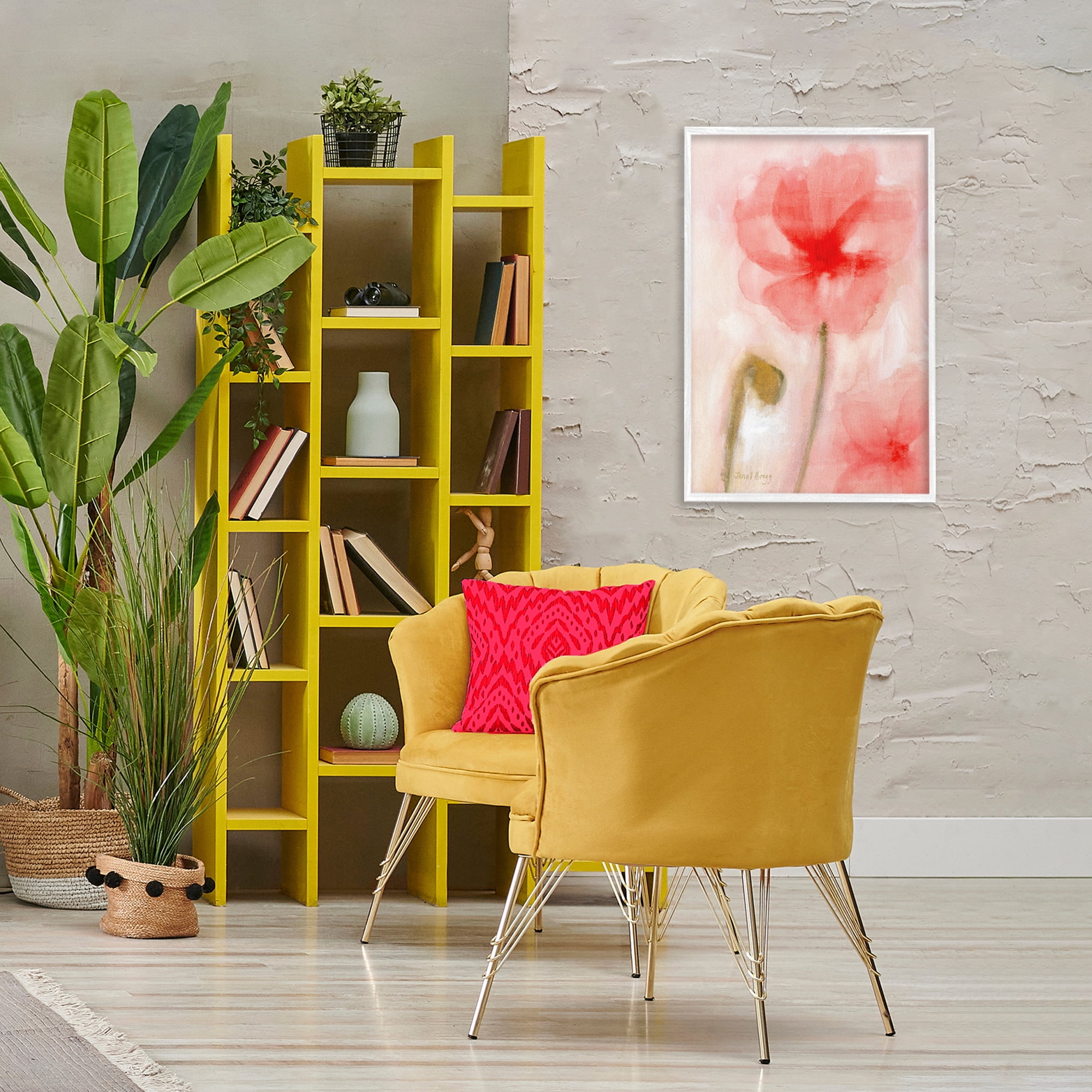 Stupell Industries Abstract Pink Bloom Botanical & Floral Painting White Framed Art Print Wall Art, 20 x 30