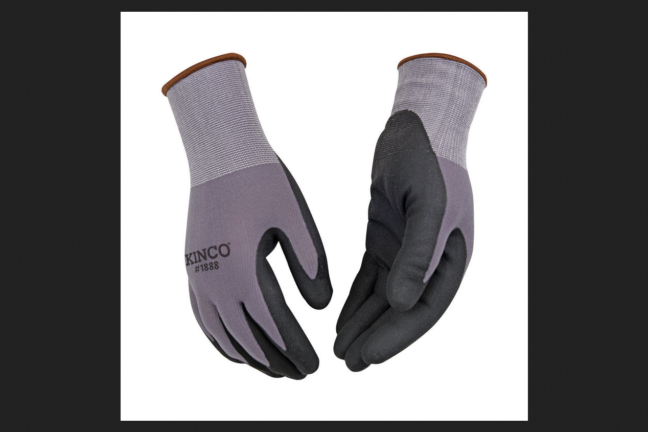 Kinco Men's Indoor/Outdoor Nitrile Palm Work Gloves M Black/Gray