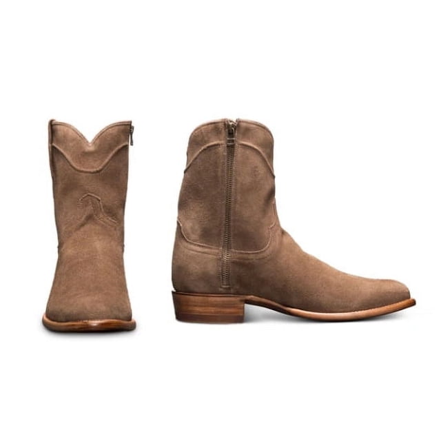 Botas casuales para hombre de tacón bajo, puntiagudas, con cremallera lateral, cortas y esmeriladas