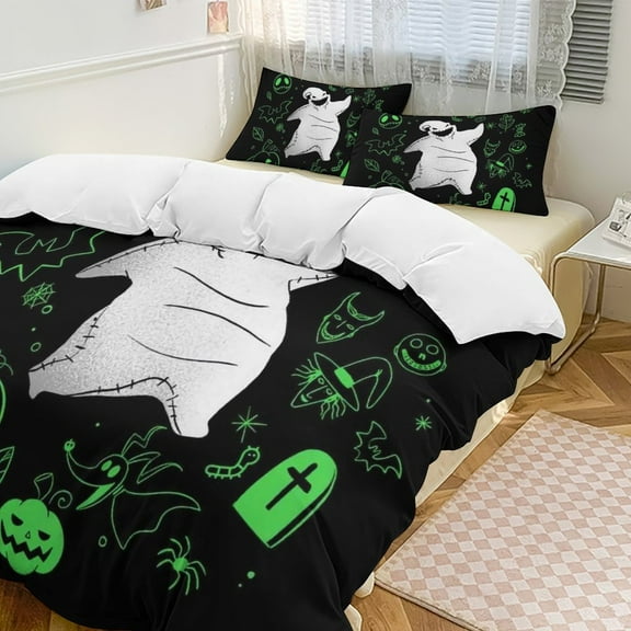 Oogie Boogie Bedding Set Novelty Pattern Soft Microfiber Comforter Set 3 Pieces 1 Duvet Cover 2 Pillow Shams Twin-86"x70"