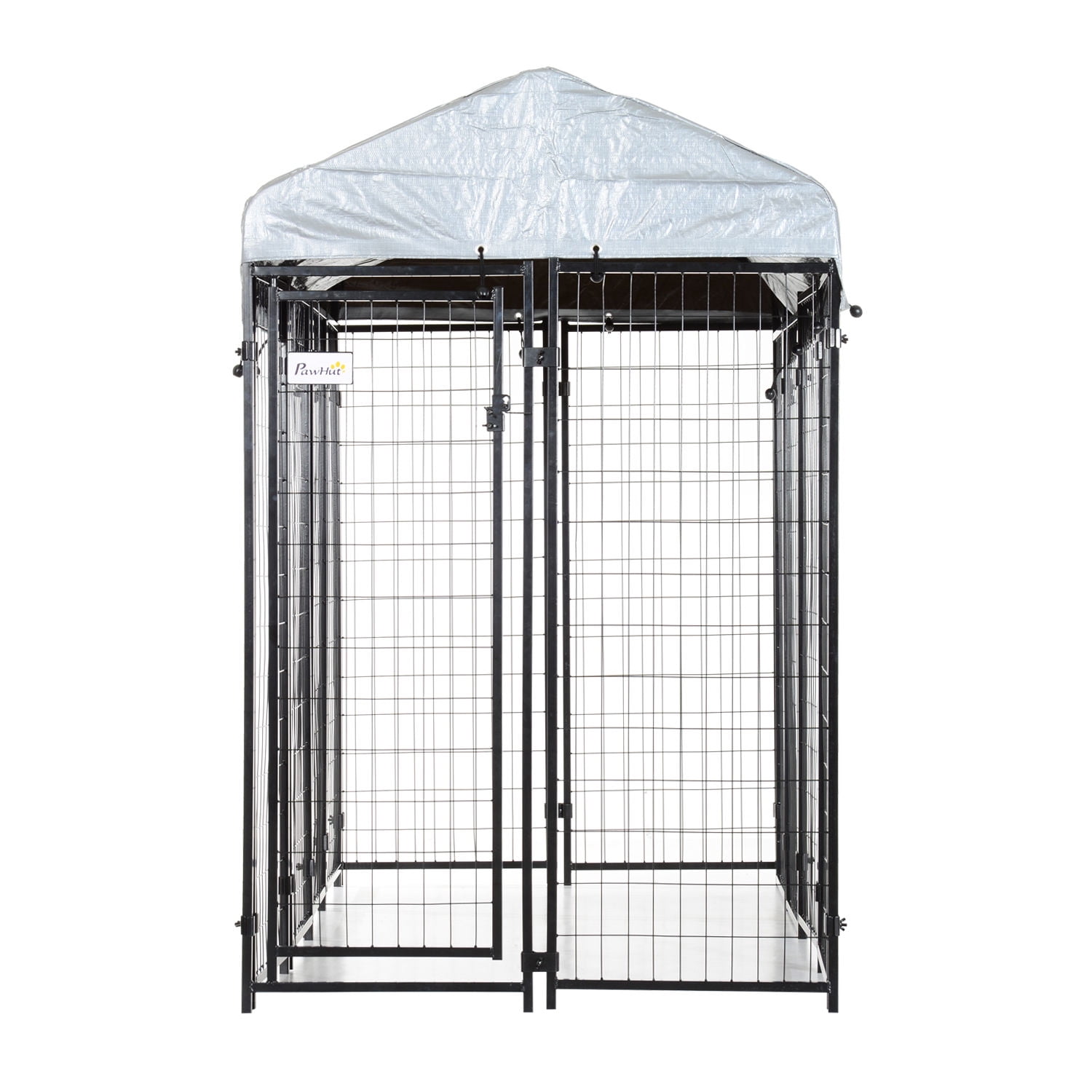 PawHut Outdoor Galvanized Metal Dog Kennel Playpen With UV And Water Resistant Tarp Cover, 97 inch