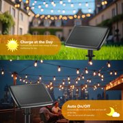 DAYBETTER 100FT Solar Outdoor String Lights, Hanging Patio Lights with 24 Shatterproof S14 Bulbs, Waterproof, for Porch, Patio, Holiday