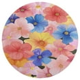 thumbnail image 3 of Floral Colorful Flower Soft Bedroom Round Area Rug, Washable Cute Nursery Circle Throw Mat, Non-Slip Contemporary Small Low Pile Floor Carpet for Dorm Bedside, 3 of 6