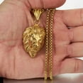 thumbnail image 2 of EOEMY Fashion Cool Silver/Gold/Black Men'S Lion Stainless Steel Pendant Chain Necklace-Gold, 2 of 5