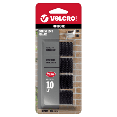 VELCRO Brand Extreme Lock Fasteners | Heavy Duty Snap-Lock Technology | Self-Engaging and Multidirectional Use | 1in Black Squares | 16 Sets