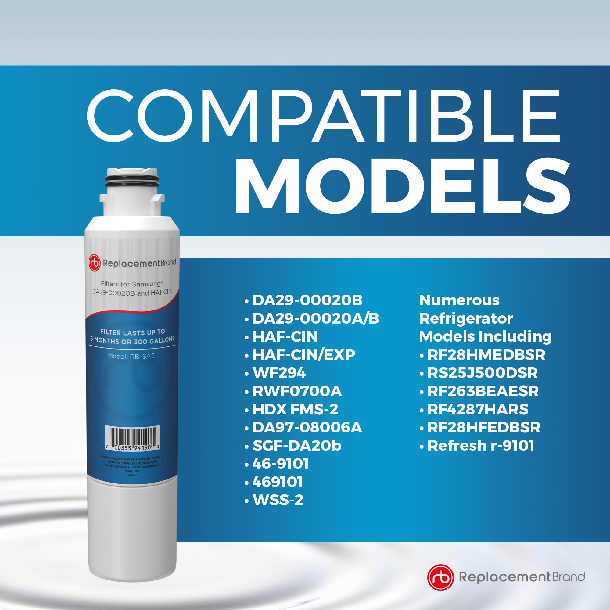 ReplacementBrand DA29-00020B Comparable Replacement for Samsung DA29-00020B HAF-CIN/EXP Aqua-Pire Plus Refrigerator Water Filter