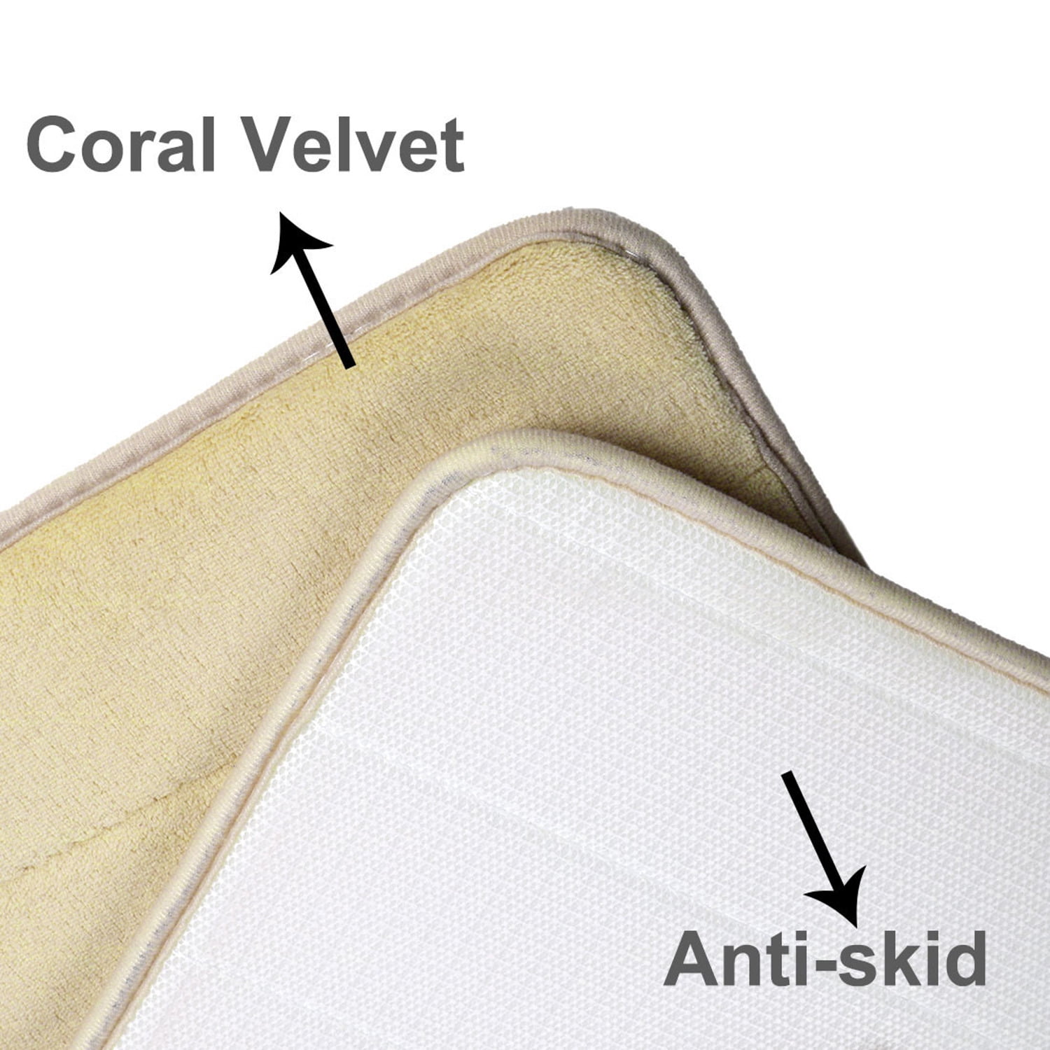 PiccoCasa Memory Foam Bath Mat Thin Absorbent Bath Rug Mat for Bathroom, Beige 32" x 20"