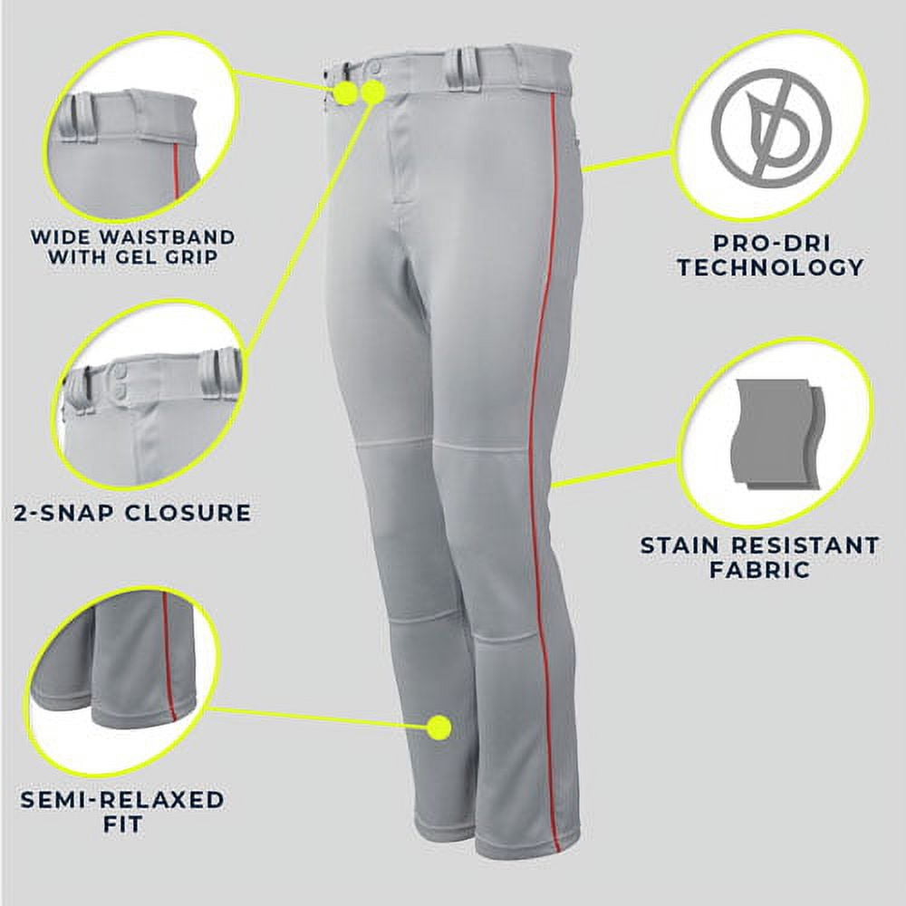Rawlings Youth Semi-Relaxed Piped Pant | White/Navy | MED