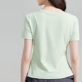 thumbnail image 5 of Women's Casual Oversized Solid Color Hooded Short Sleeve T-Shirt Blouse Top Crewneck Loose Fit Soft for Daily Wear Streetwear Loungewear Fashion Essential Gift for Women | CSEONE,Mint Green L, 5 of 9
